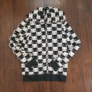 Cat Ear Zip Up Hoodie Geometric Sweatshirt